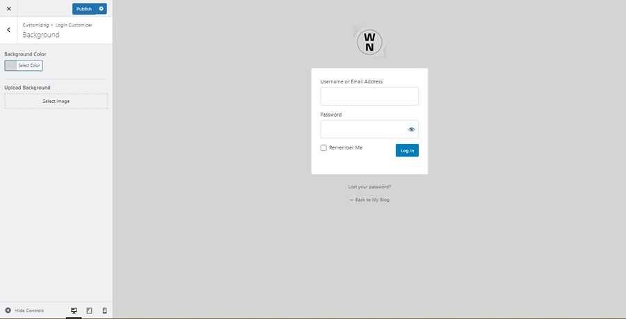Screenshot of Ultimate Dashboard Background Settings