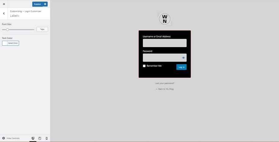 Screenshot of Ultimate Dashboard Label settings
