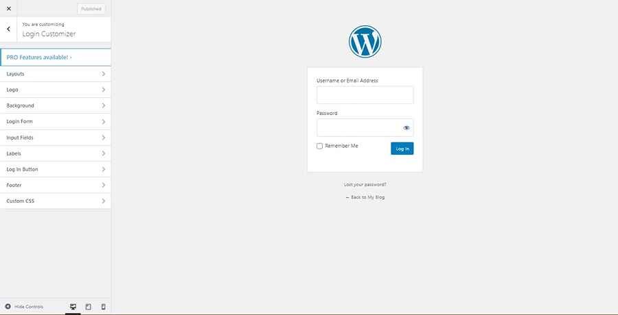 Screenshot of Ultimate Dashboard Login Customizer Settings