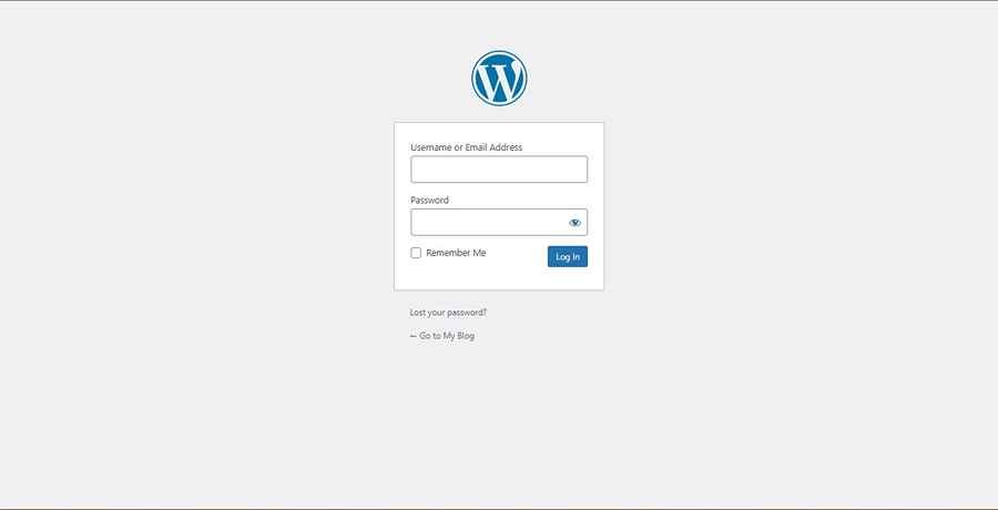 Screenshot of WordPress default login page