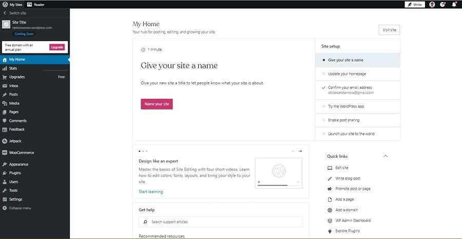 Screenshot of WordPress.com Site Editor